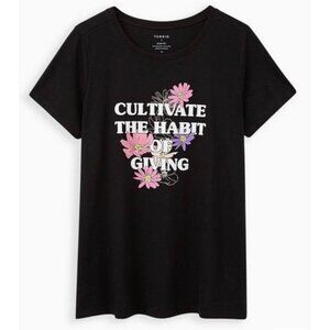 torrid Black Graphic Tee with Pink & Purple Floral Print